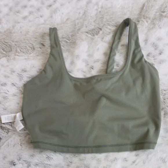 OFFLINE By Aerie Real Me Twist Back Longline Sports Bra Olive Green - Picture 5 of 6